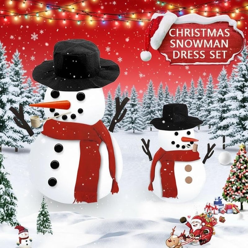 طقم رجل الثلج 13 قطعة مع وشاح أحمر وقبعة سوداء علوية لتزيين الهواء الطلق في عيد الميلاد - Image 5